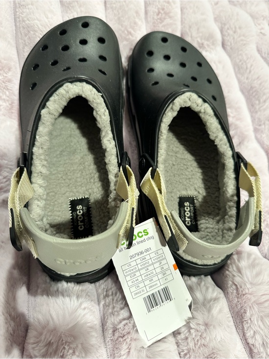 CROCS Other - CROCS M 10 W 12 ALL TERRAIN Black Classic Lined Clog with GREY Cream Strap